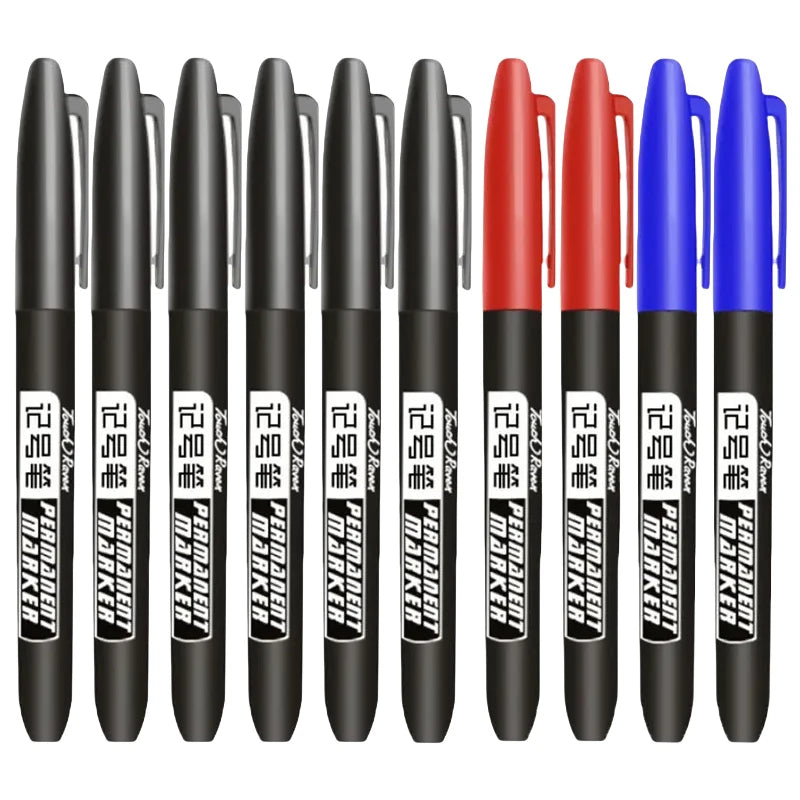 6 PCS Permanent Marker Pen Manga Drawing Markers Black Blue Red Waterproof Ink Sketch Pens Stationery Art School Supplies
