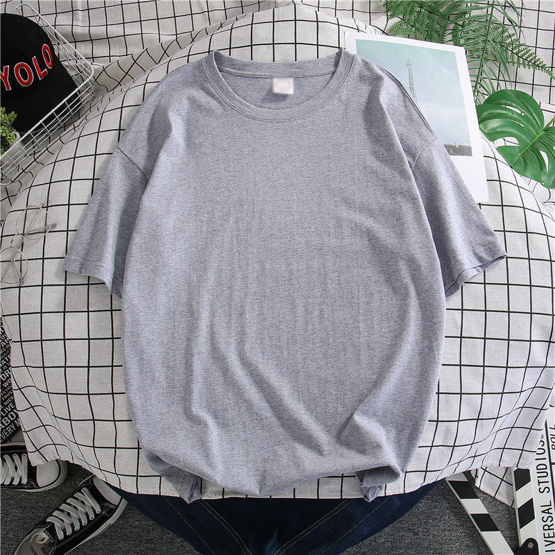 Hong Kong Style Solid Color Short-sleeved T-shirt Men