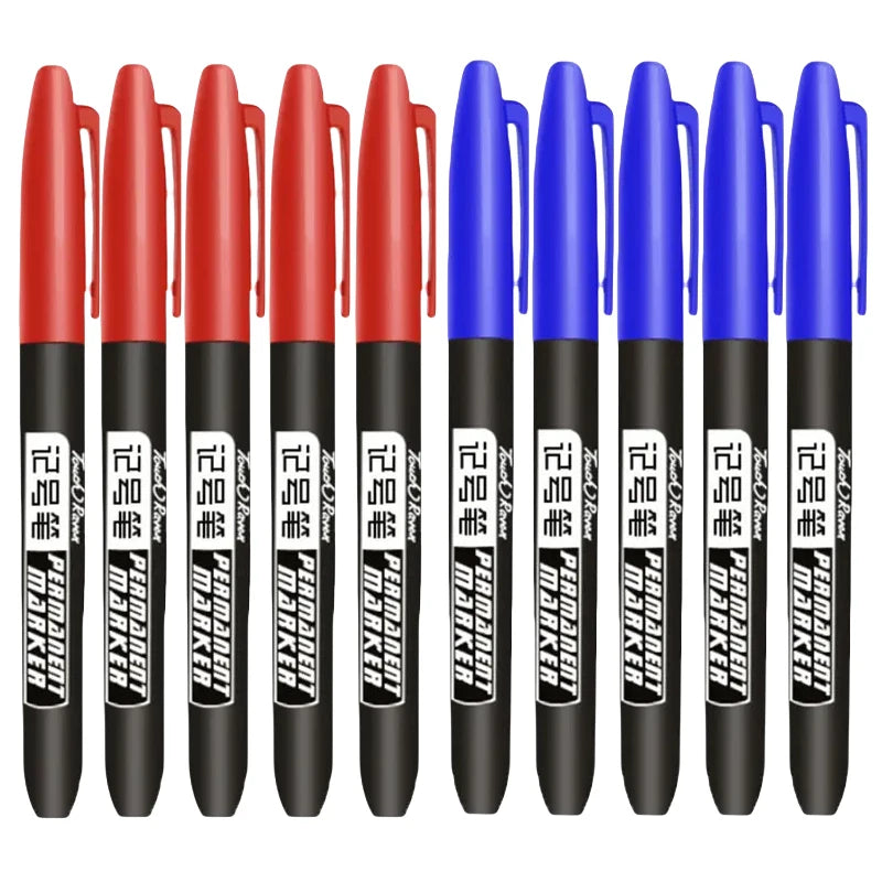 6 PCS Permanent Marker Pen Manga Drawing Markers Black Blue Red Waterproof Ink Sketch Pens Stationery Art School Supplies
