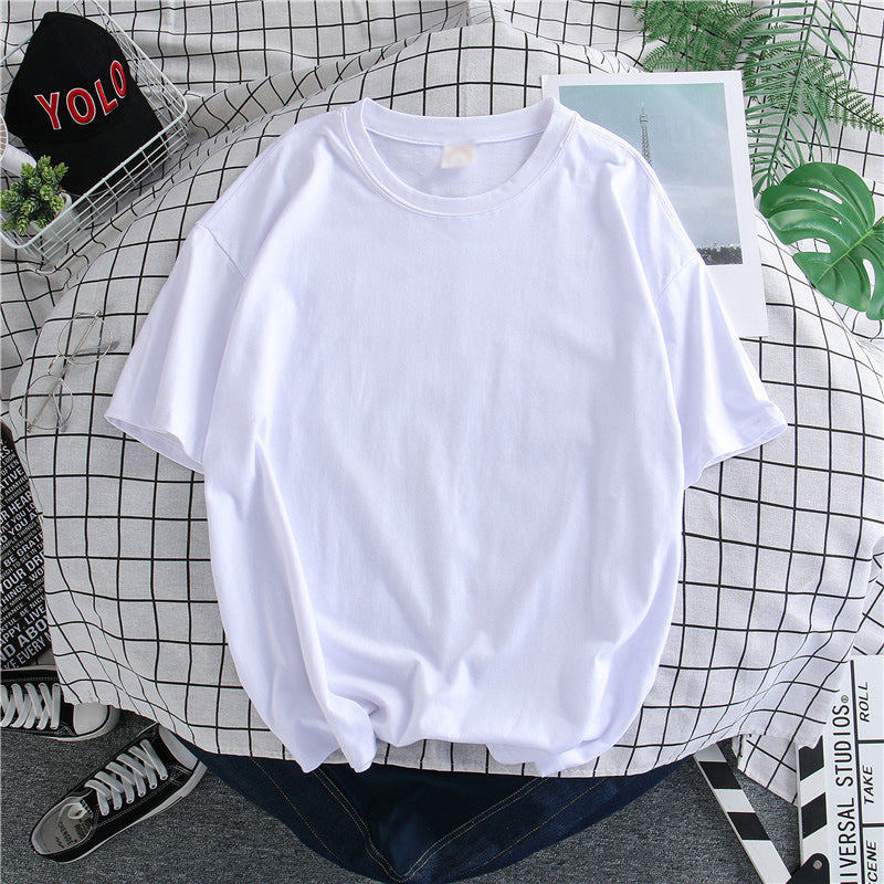 Hong Kong Style Solid Color Short-sleeved T-shirt Men