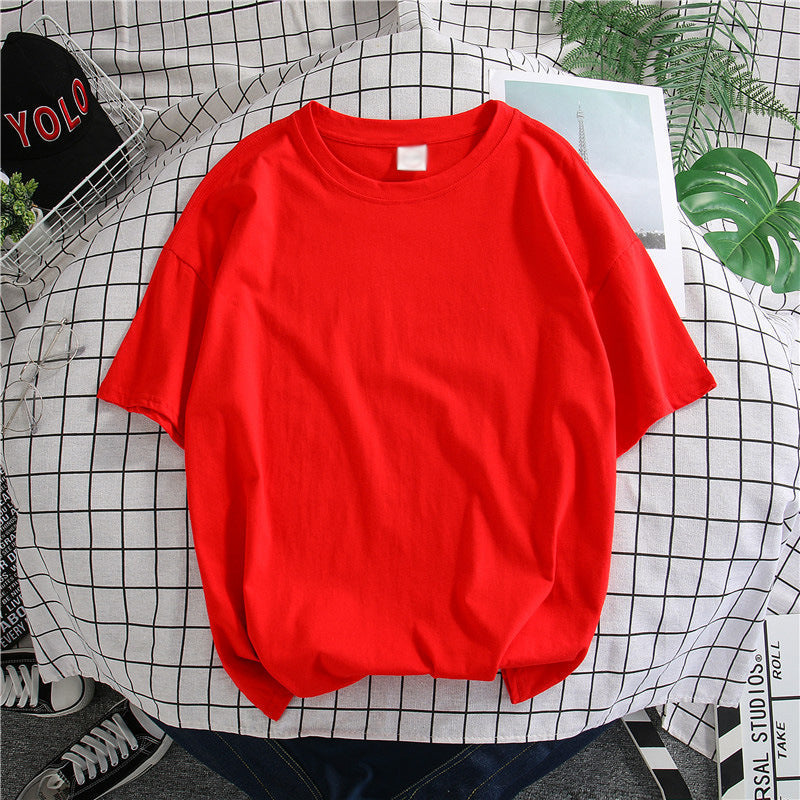 Hong Kong Style Solid Color Short-sleeved T-shirt Men