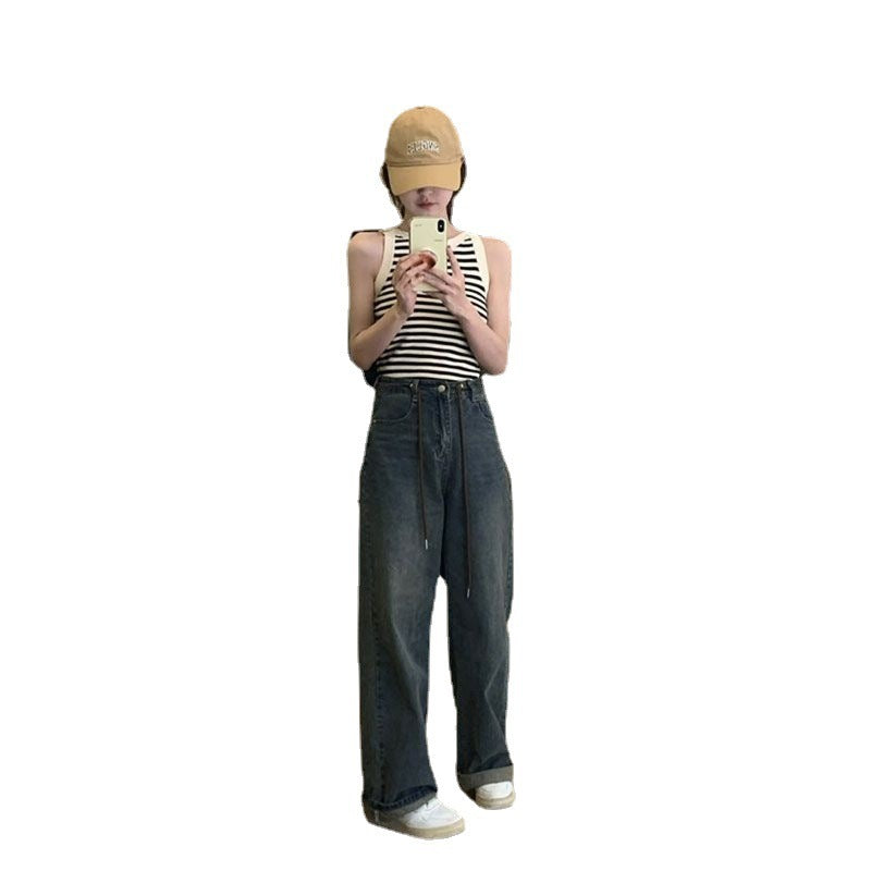 Striped Knitted Small Tank Top Vest For Women