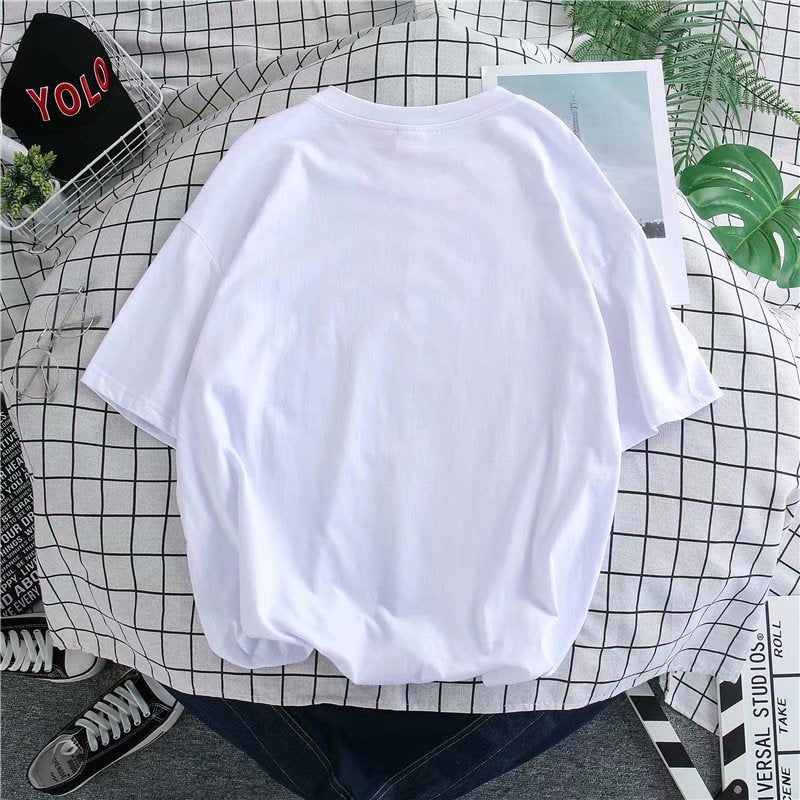 Hong Kong Style Solid Color Short-sleeved T-shirt Men