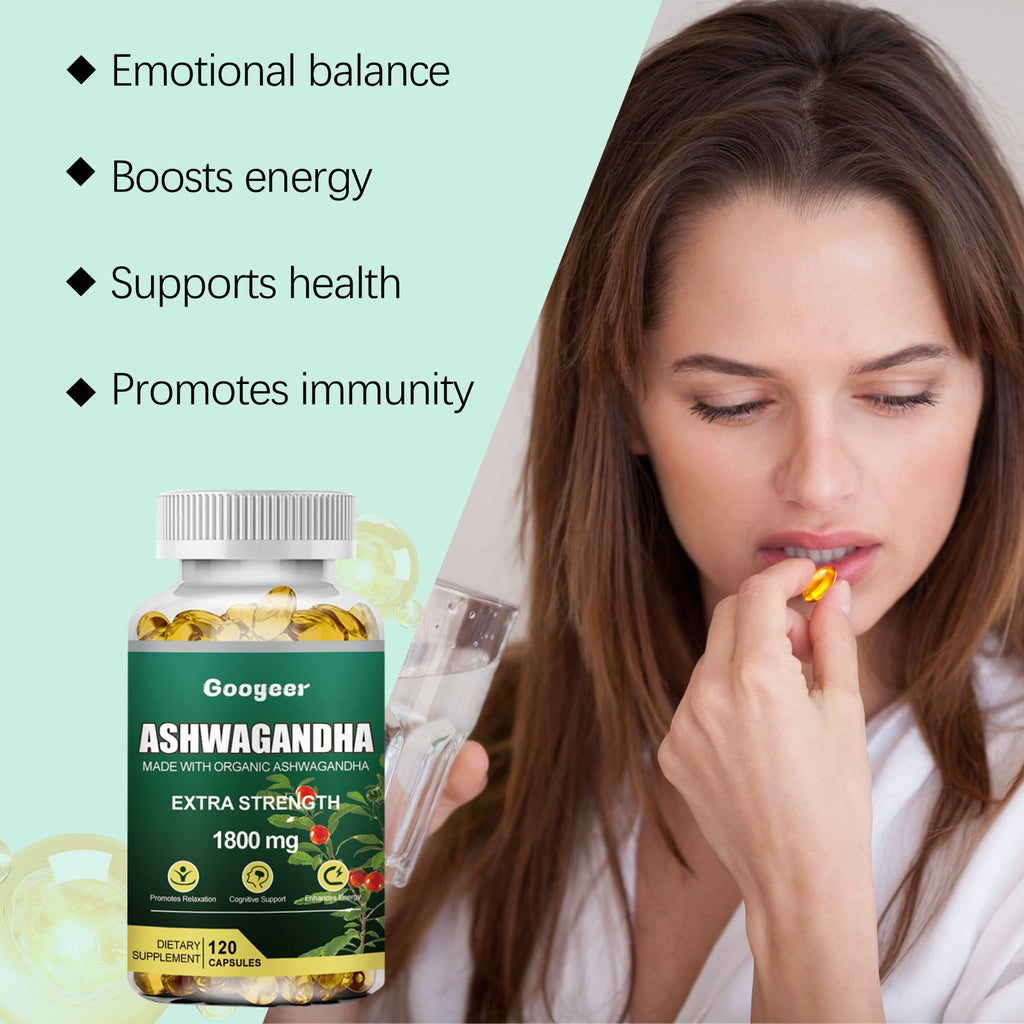 Ashwagandha Extra Strength 1800mg – Made with Mild Ashwagandha | Natural Stress Relief & Energy Support (120 Capsules)