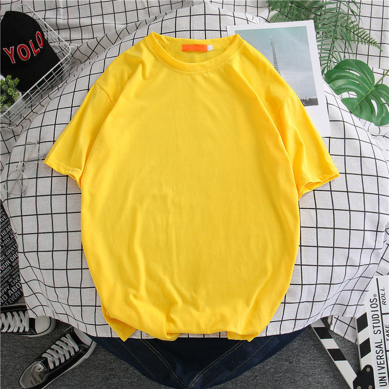 Hong Kong Style Solid Color Short-sleeved T-shirt Men