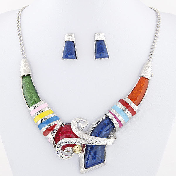 Vintage colored gemstone necklace set