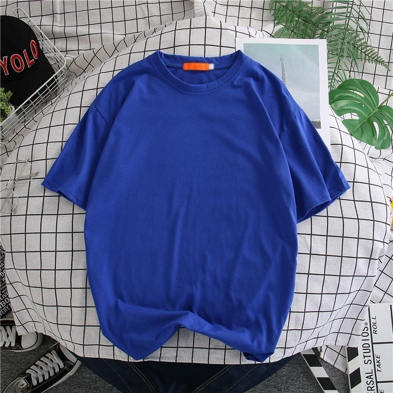 Hong Kong Style Solid Color Short-sleeved T-shirt Men