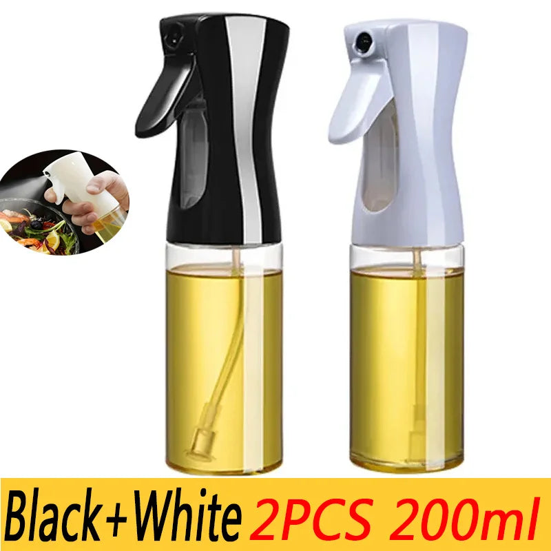 200/300/500m LOil Spray Plastic Household Kitchen Oil Spray Bottle or Oil Brush Nebulizing Mist Filling Cooking Dual Use BBQ
