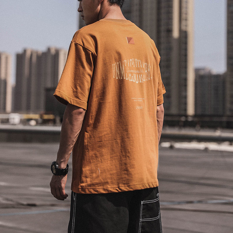 Pure Cotton Hong Kong Style Retro Short-sleeved T-shirt Men