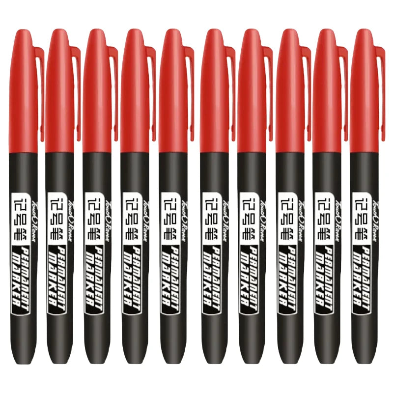 6 PCS Permanent Marker Pen Manga Drawing Markers Black Blue Red Waterproof Ink Sketch Pens Stationery Art School Supplies