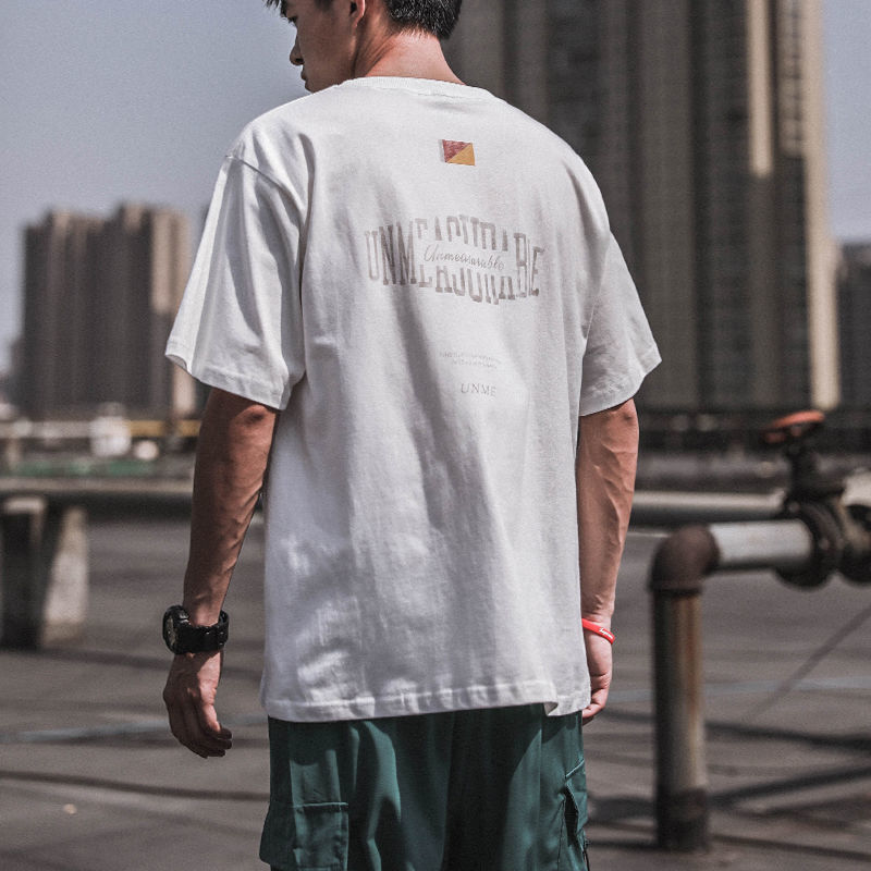 Pure Cotton Hong Kong Style Retro Short-sleeved T-shirt Men