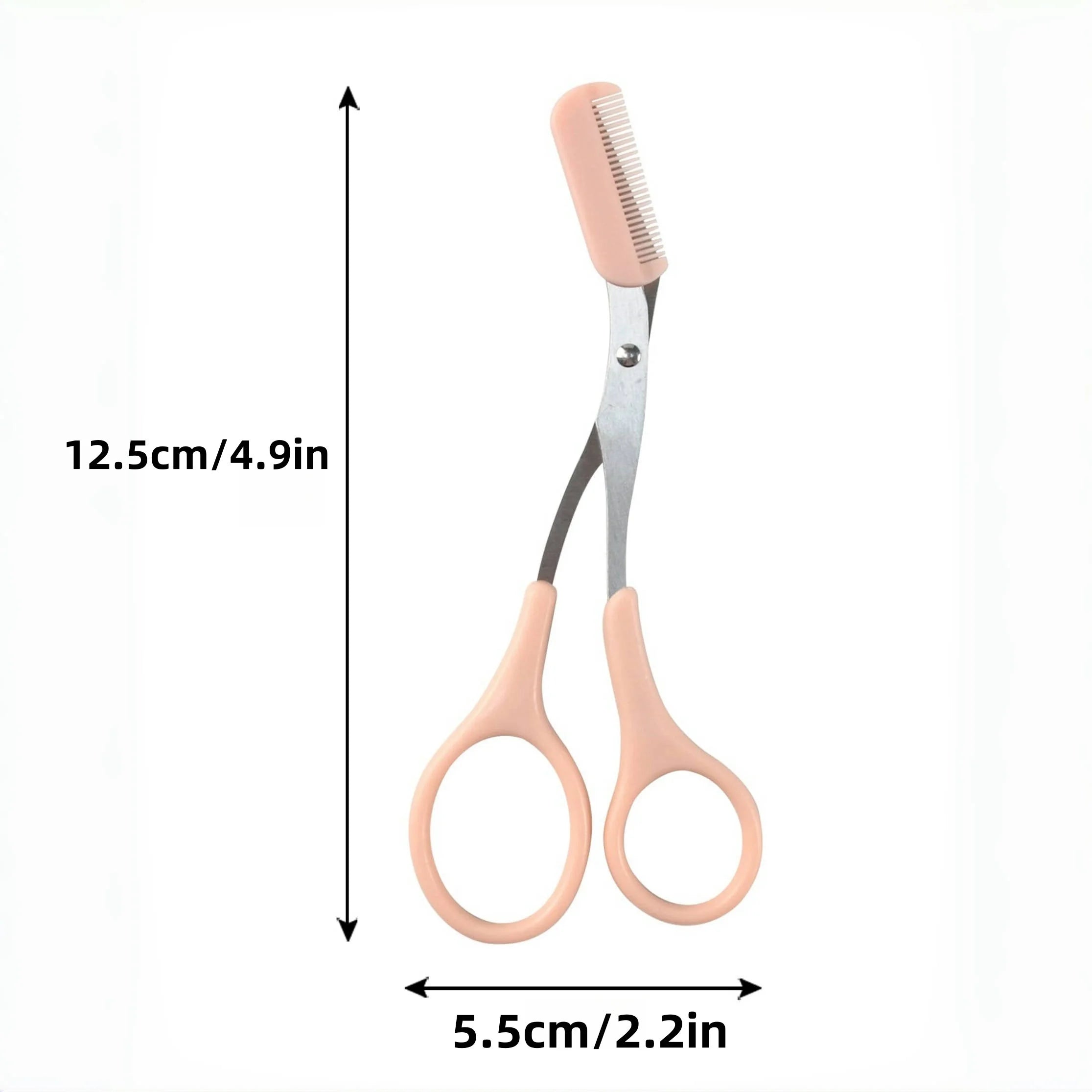 Rosa Augenbrauenschere mit integriertem Kamm – Edelstahl, präzises Pflegewerkzeug, für perfekte Augenbrauen