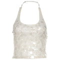 Solid Color Sleeveless Halter Sequins Cropped Tank Top Women