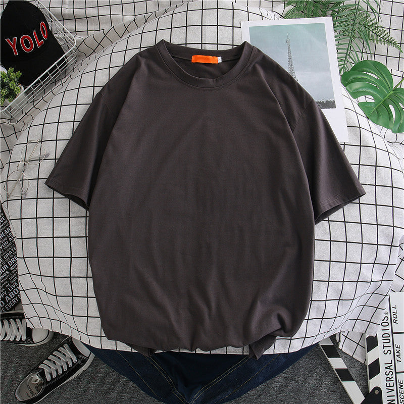 Hong Kong Style Solid Color Short-sleeved T-shirt Men