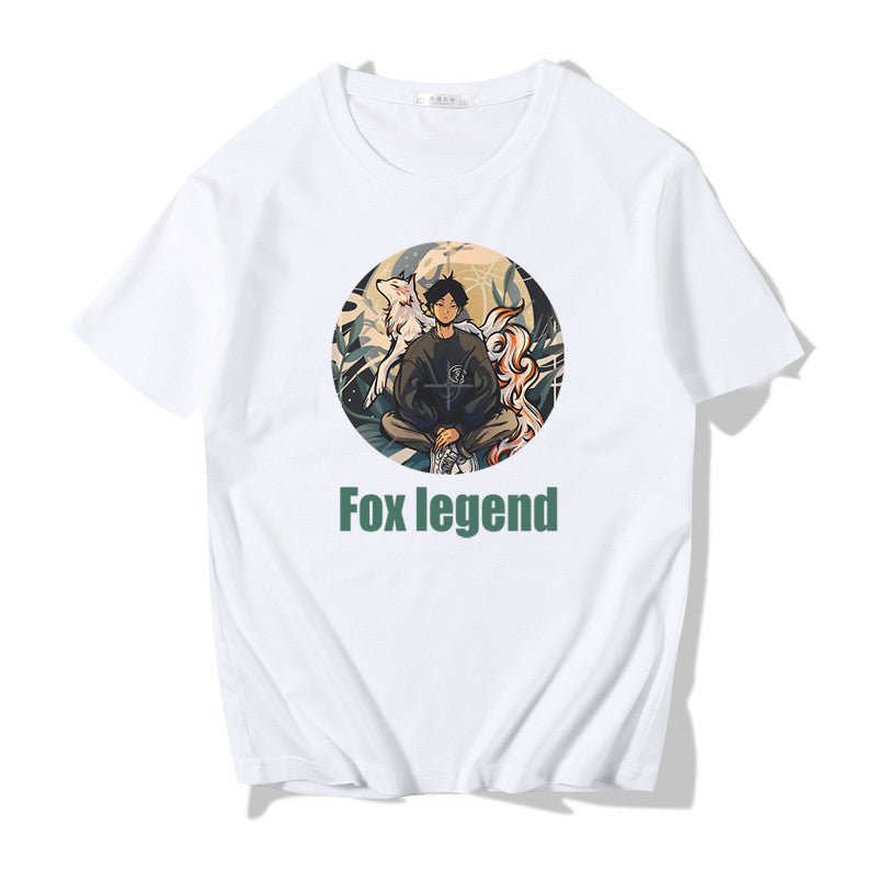 Short Sleeve T-shirt Men"s Fashion Brand Pure Cotton Harbor Style Versatile Summer New Loose Print Crew Neck Japanese