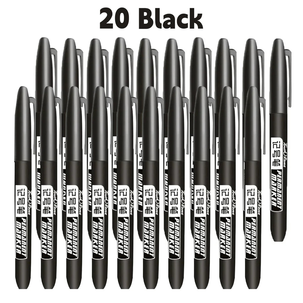 6PCs/Set Permanent Marker Pen Fine Point Waterproof Markers Thin Nib Crude Nib Black Blue Red Ink 1.5mm Fine Color Marker Pens