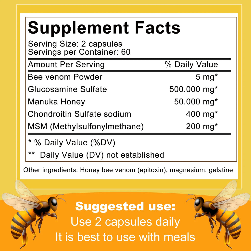Bee Capsules - Boost Immunity, Arthritis Supplement Effectively Relieves Joint Inflammation - 120 Capsules