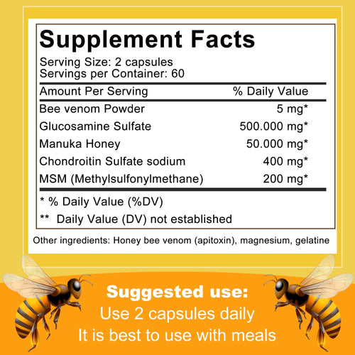 Bee Capsules - Boost Immunity, Arthritis Supplement Effectively Relieves Joint Inflammation - 120 Capsules