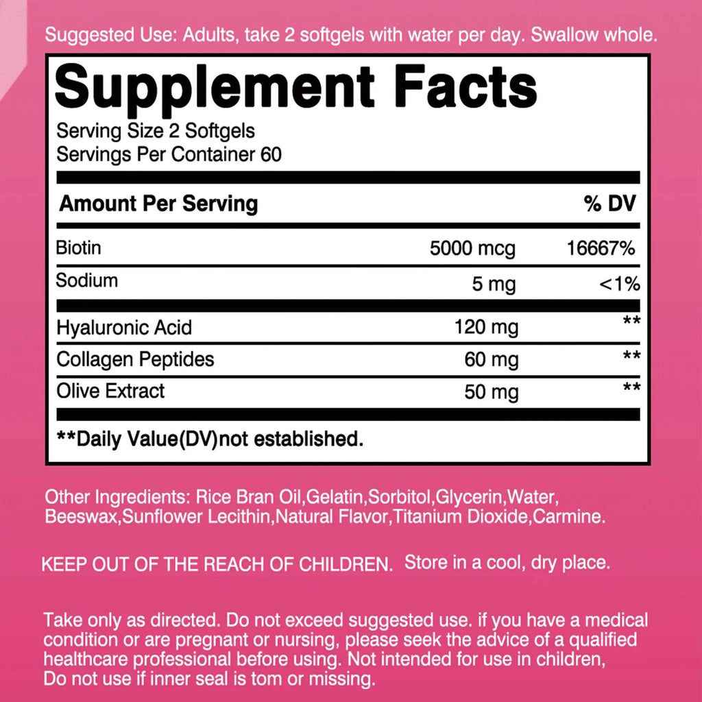 Ultra Strength Beauty Capsules - Whitening Skin Care, Replenishing Hair, Skin and Nails - 120 Capsules