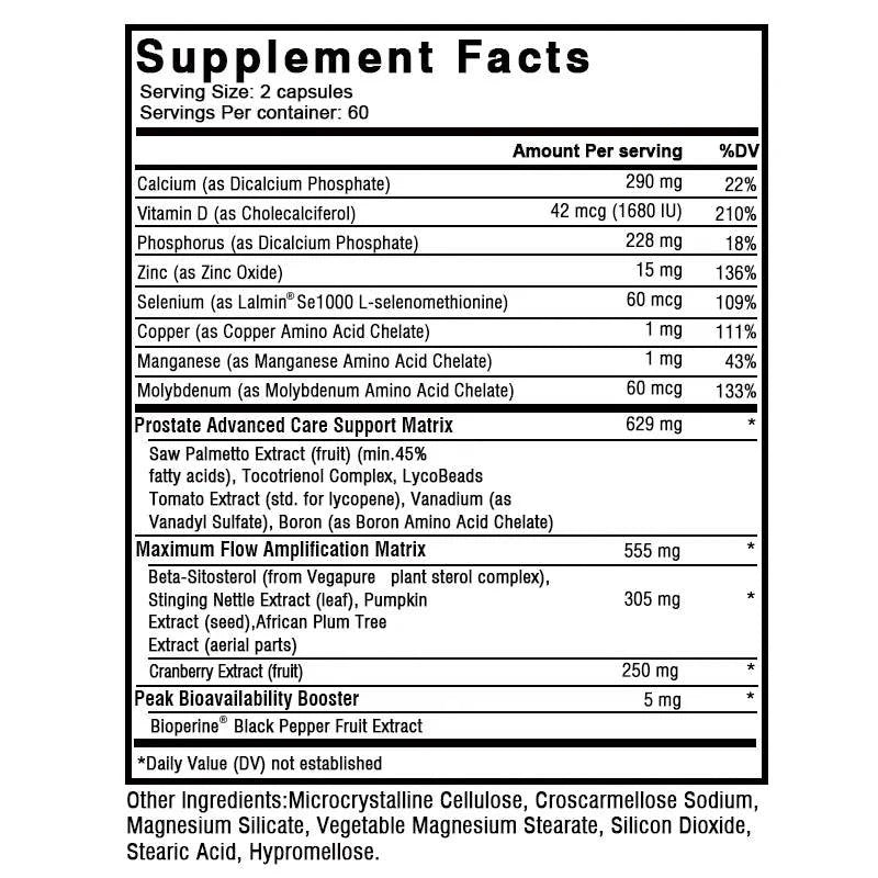 Prostate - Premium Formula with Saw Palmetto, Lycopene, Nettle, Cranberry - 120 Capsules