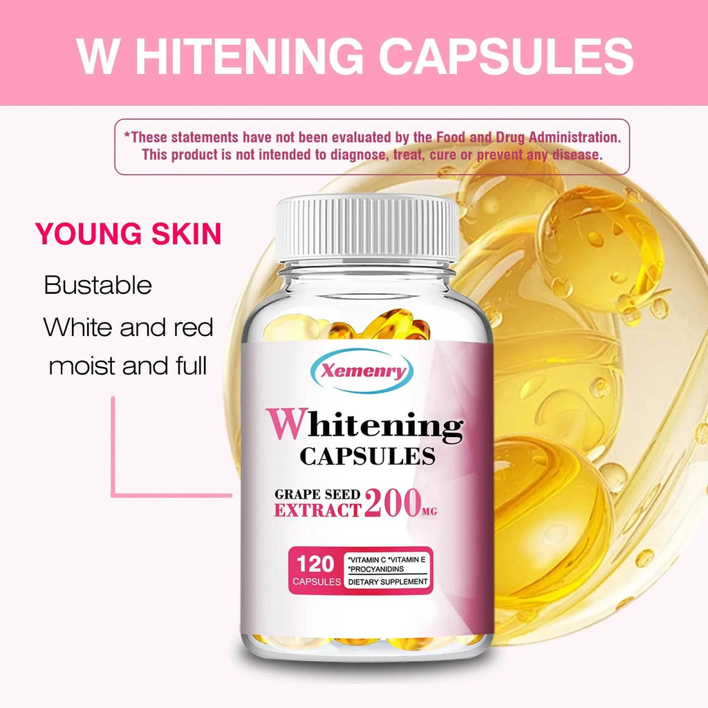 Whitening Capsules - Anti-aging, Anti-oxidation, Wrinkle Reduction, Skin Whitening - 120 Capsules