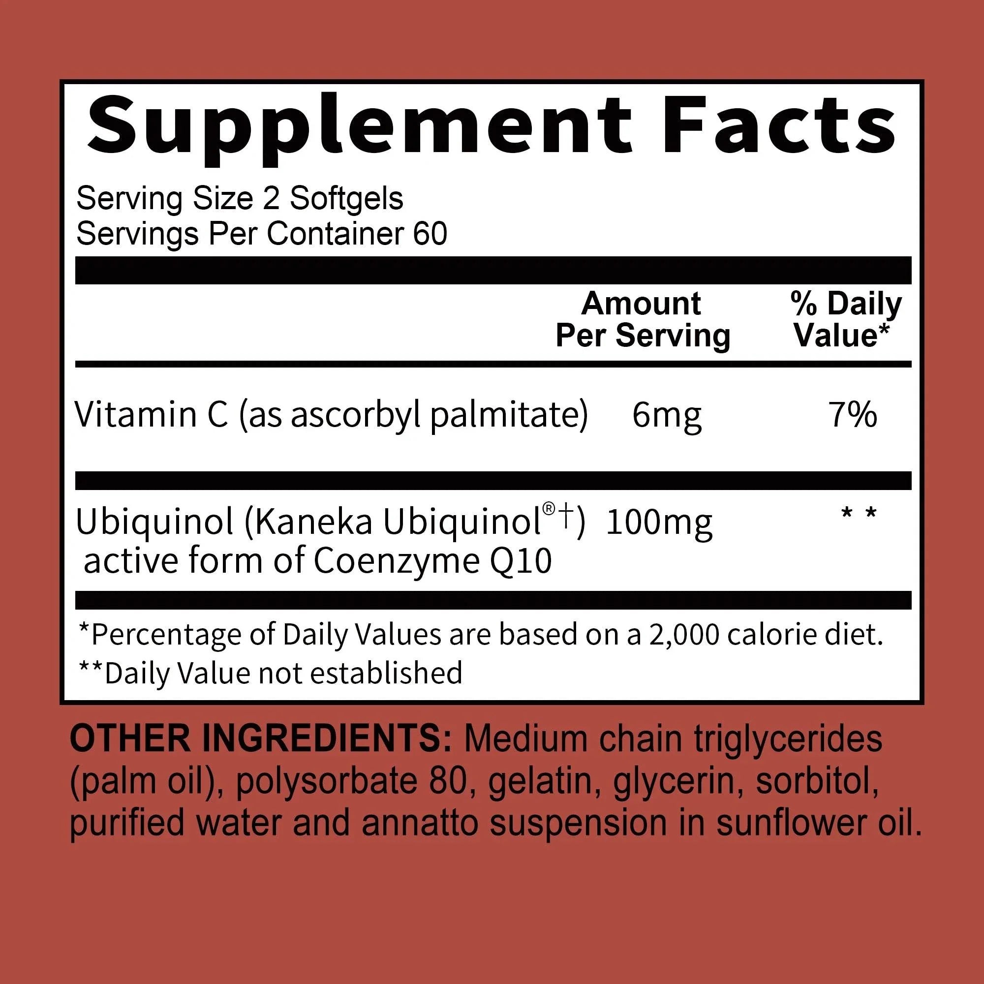 Ubiquinol CoQ10 100mg - Antioxidant, Support Brain, Heart & Cardiovascular Health, Balance Blood Pressure - 120 Capsules