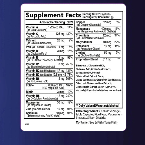 Brain Supplement - Boosts Brain Function, Helps Improve Memory, Intelligence and Concentration - 120 Capsules