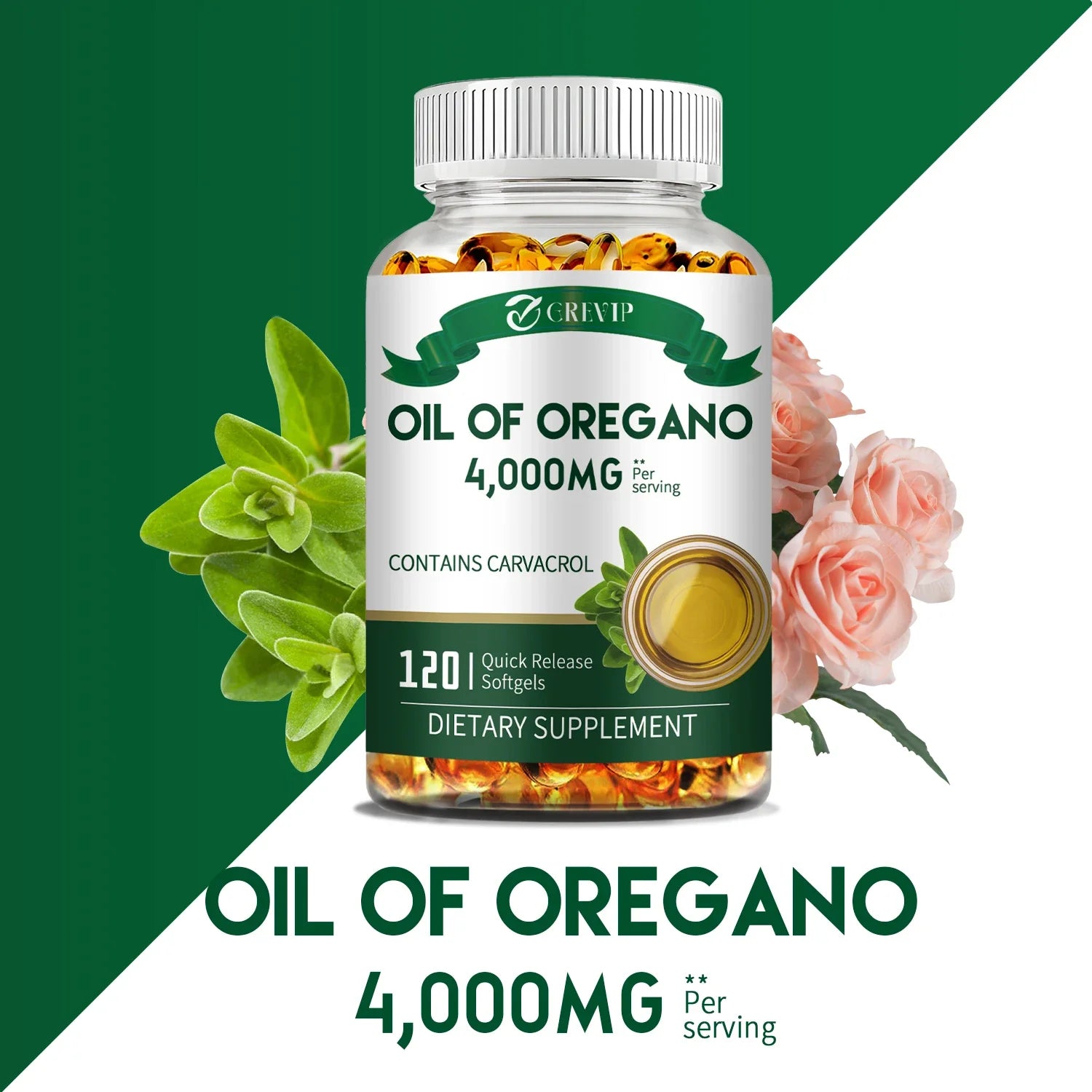 Oil of Oregano - for Digestion, Heart Health, Detoxification and Immune Support - 120 Capsules