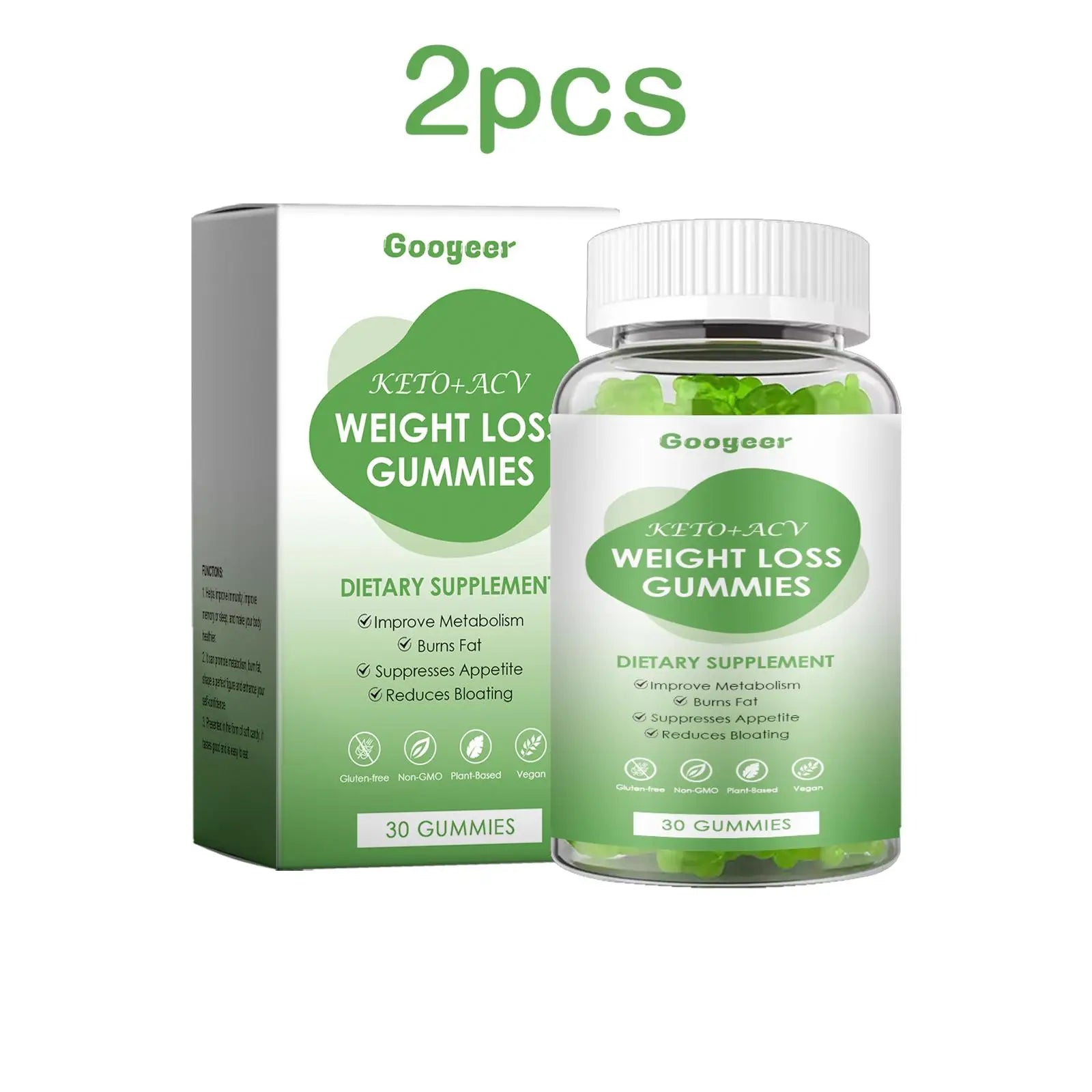 Googeer 30pcs Slimming Body Gummies Fat Burner Energy Support Dietary Supplement Fruit Flavor Anti Cellulite Weight Loss Gummies