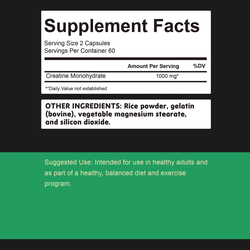 Micronized Creatine Capsules - for Muscle Endurance, Build Muscle & Enhance Performance - 120 Capsules