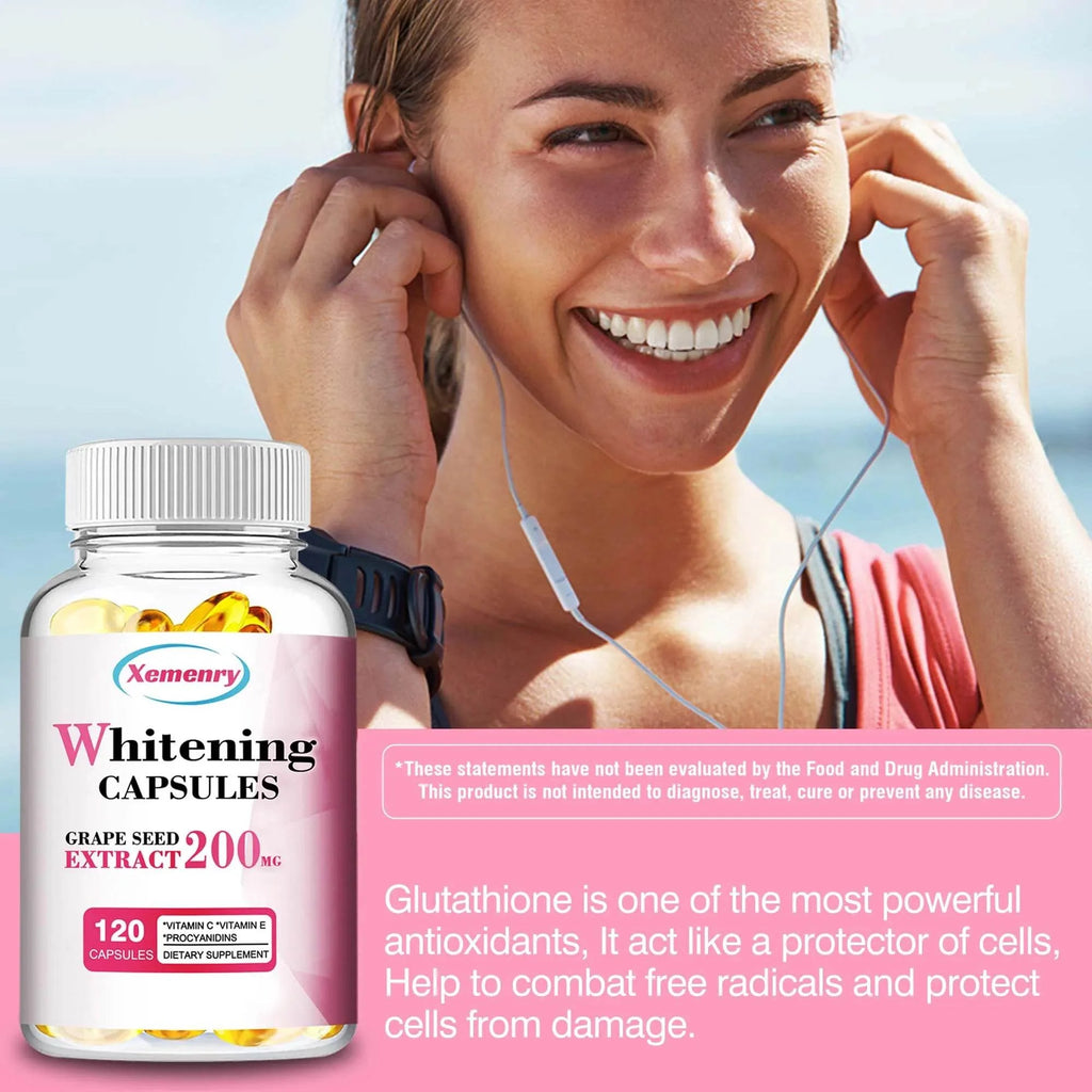Whitening Capsules - Anti-aging, Anti-oxidation, Wrinkle Reduction, Skin Whitening - 120 Capsules