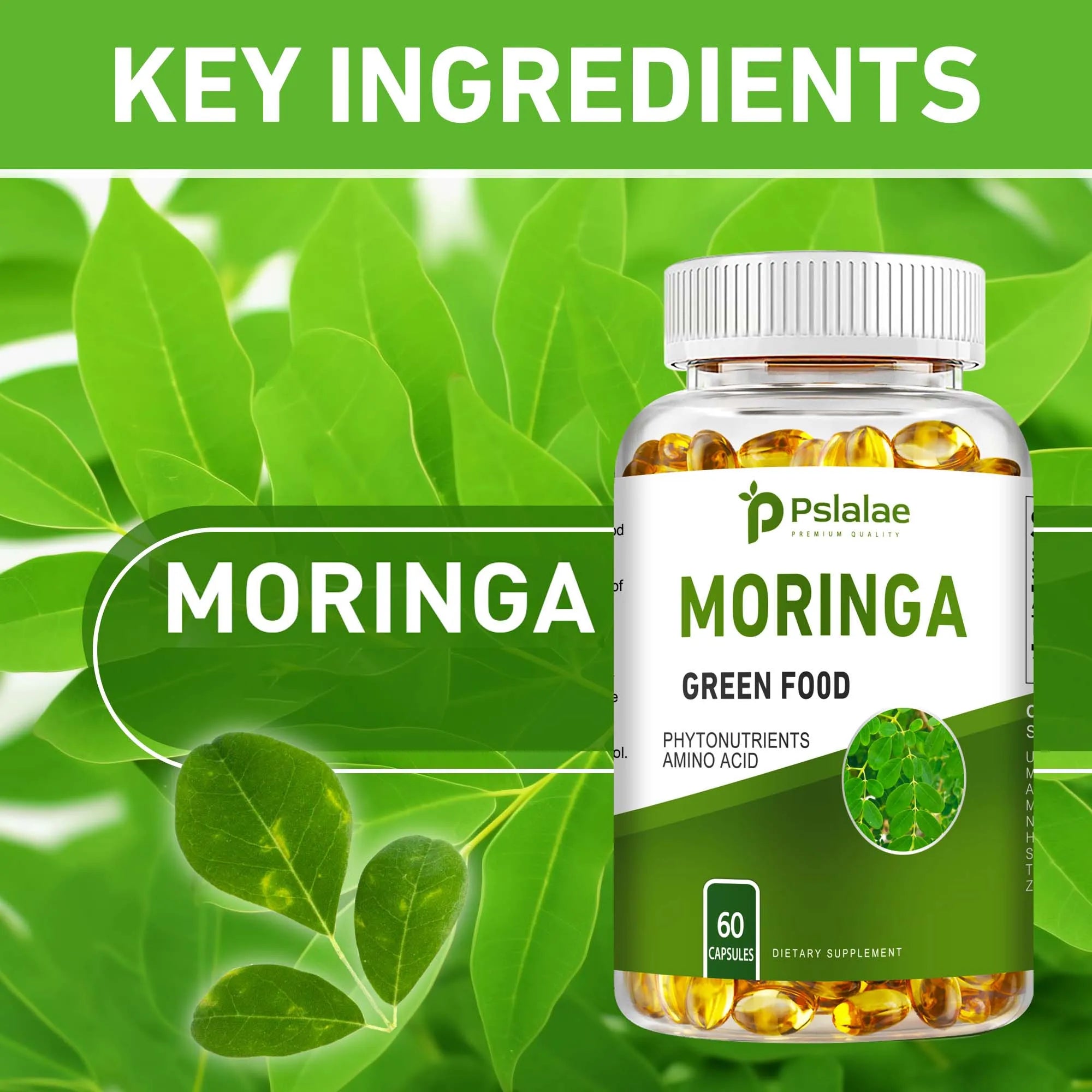 Moringa Supplement Capsules 60 Count Promotes Bone Joint Immune Health Enhances Energy Endurance Concentration Plant Extracts