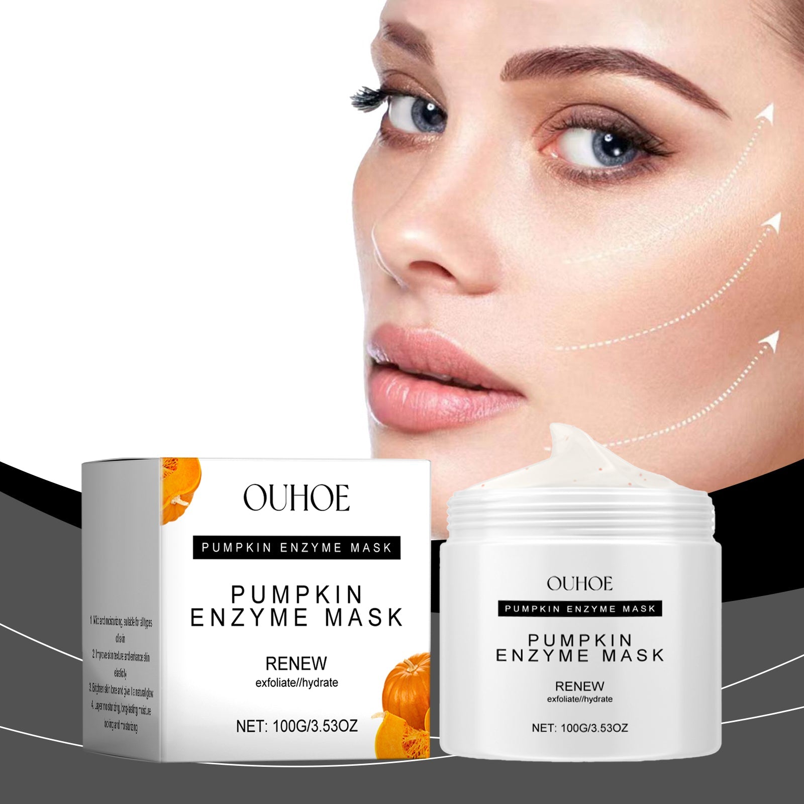 Ouhoe Pumpkin Enzyme Mask Facial Skin Deep Cleansing Pores Gentle Nourishing Skin Care Mud Mask