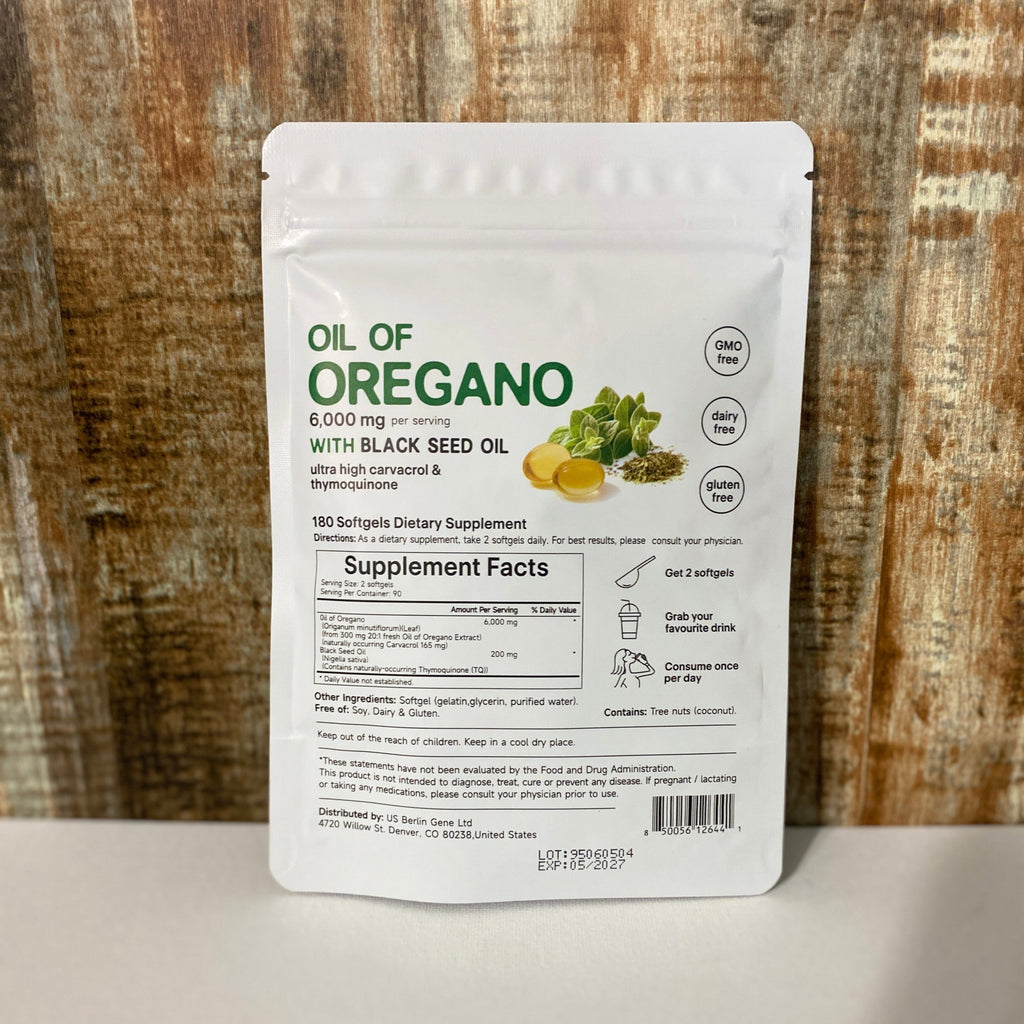 360 Softgels Organic Oil of Oregano 2 Bags of 180 Softgels 2 in 1 Black Seed Oil Herbal Supplement US