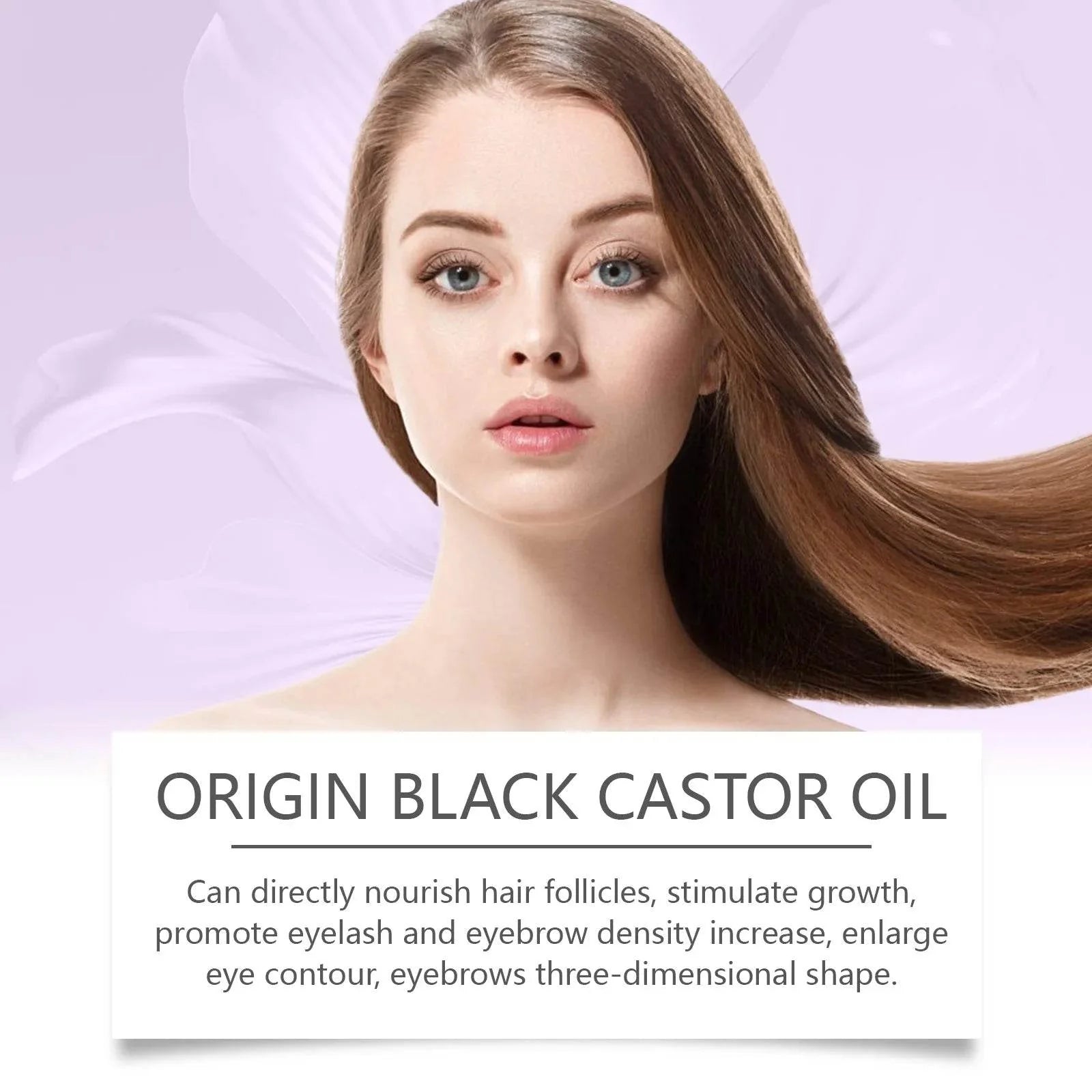 Black Castor Oil Essential Oil Makes Hair Smooth and Shiny. Multi-effect Care Essential Oil Suitable for Body Hair and Eyelashes