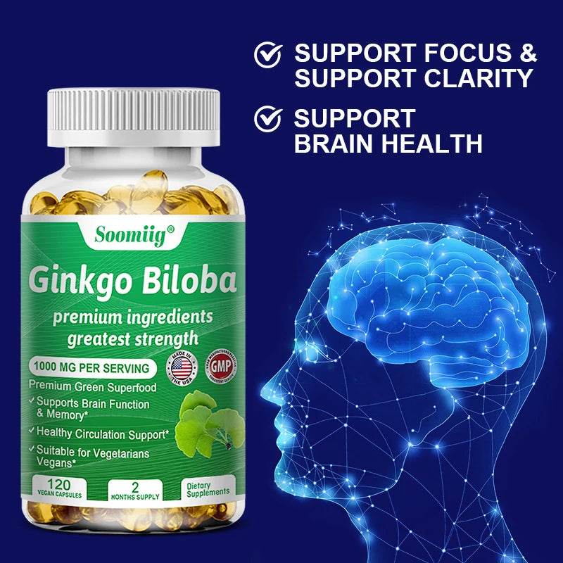 Premium Ginkgo Extract Supplement with B Vitamins for Brain Function, Memory, Circulation, Antioxidant, Health