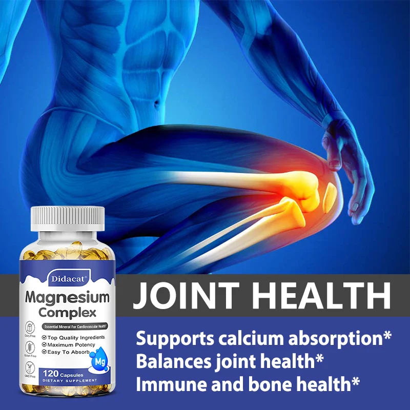 Magnesium Glycinate 500 Mg, Supports Heart, Brain and Bone Health, Antioxidant, Boosts Immunity, Fights Fatigue, Stress