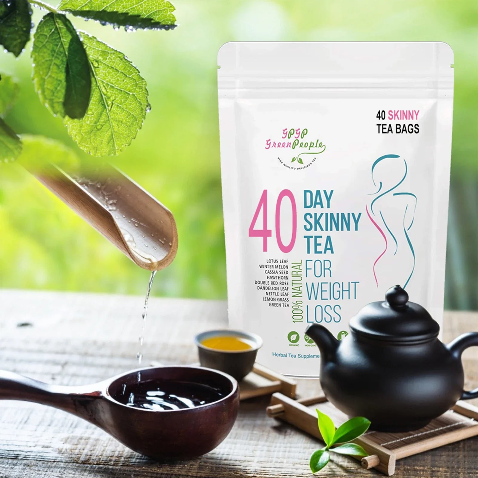 Natural 40 Days Herbal Skinny Detox Weight Loss Supplement No Caffeine Non-GMO Health Food Vitamins And Supplements