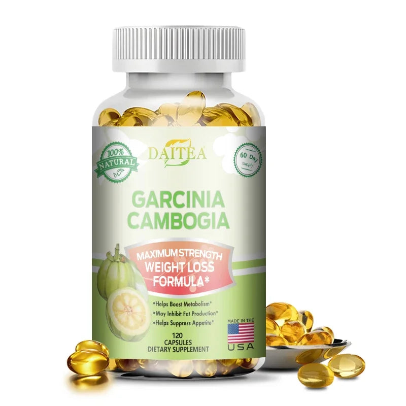 Garcinia Cambogia Extract supports weight management, suppresses appetite, boosts metabolism, increases energy, and burns fat