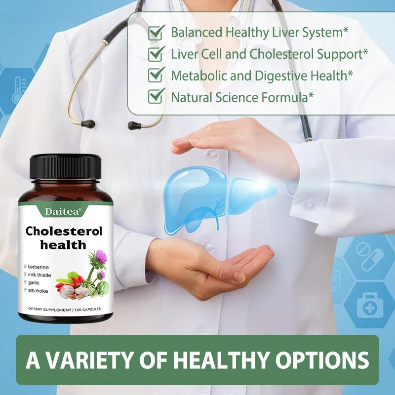 Supplements for Cholesterol Health - Natural Support for Heart, Liver, Digestive and Metabolic Health, 120 Vegetarian Capsules