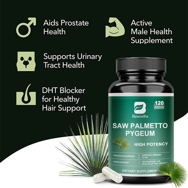 BEWORTHS Saagpalm-aanvulling help om Prostaatgesondheid te bevorder en DHT-haarverlies te voorkom Geen Gluten, Nie-gmo Haargroei