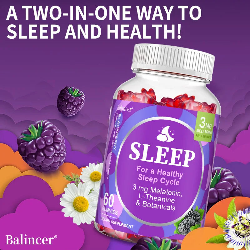 Gummies for Healthy Sleep Cycle, Fall Asleep Naturally, Fight Insomnia, Boost Immunity, Improve Rest Quality, Dietray Supplement
