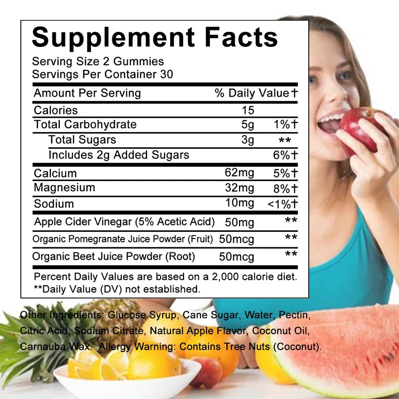 Apple Cider Vinegar 50 mg, Organic Pomegranate Juice Powder, Energy, Weight Management Support, 60 Capsules, Dietary Supplement