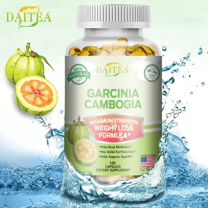 Garcinia Cambogia Extract supports weight management, suppresses appetite, boosts metabolism, increases energy, and burns fat