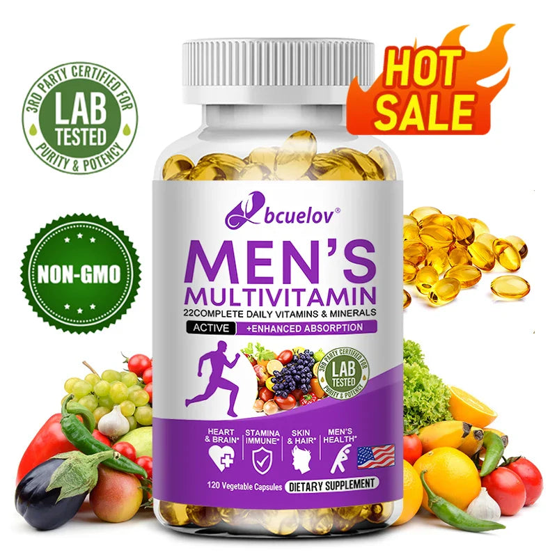 Men's Multivitamin - Supports Circulation, Muscle Growth & Immune System, Vitamin & Mineral Supplement, 120 Capsules