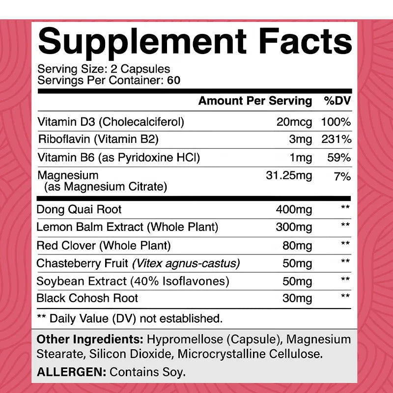 Menopause Relief Capsules - Improves Metabolism, Support Weight Management, Hot Flashes, Night Sweats Mood Supplements for Women