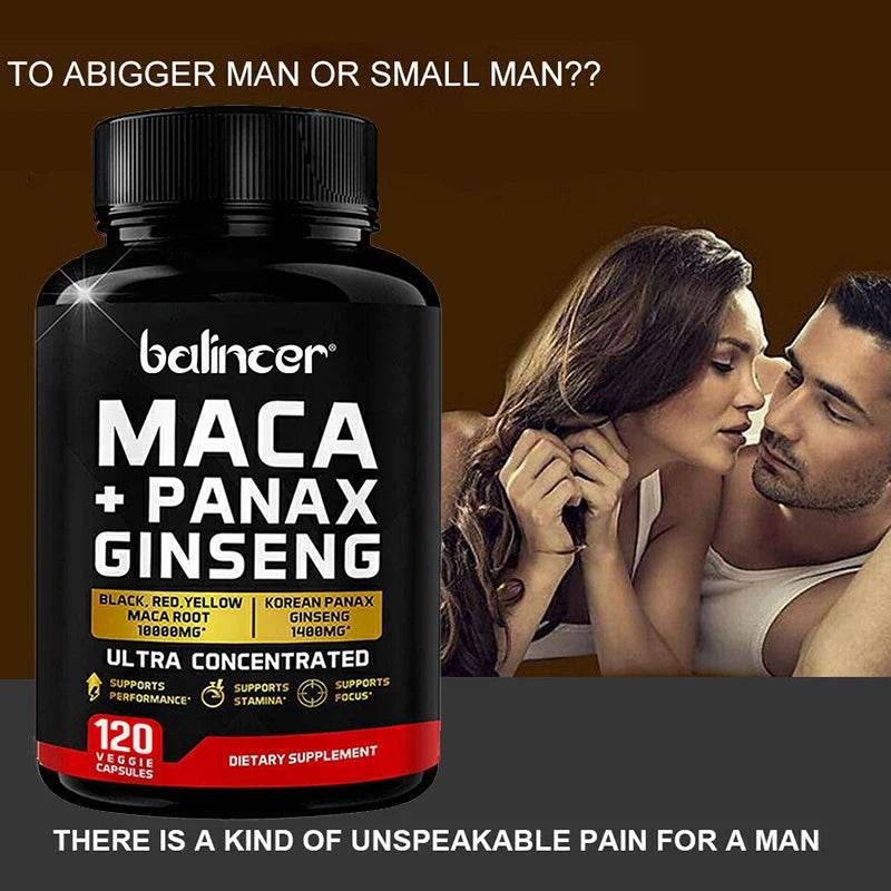 Maca Root (Black, Red, Yellow) 10,000 mg, Male Enhancement Supplement, Supports Increased Male Energy, 120 Capsules