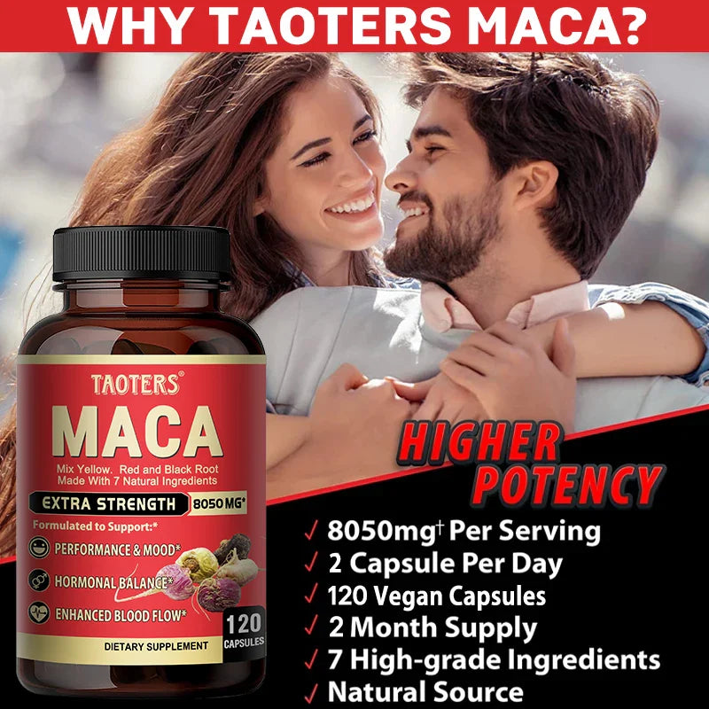 Maca Root Extract Supplement, Strong Oxidant, Supports Strength, Vitality, Fatigue Relief, Energy, 120 Capsules