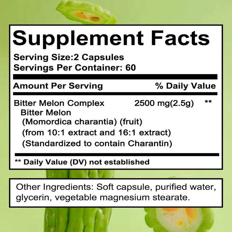 Bitter Melon Extract, Supports Digestive Health, Healthy Blood Sugar Levels, Multivitamin Supplement, 120 Capsules