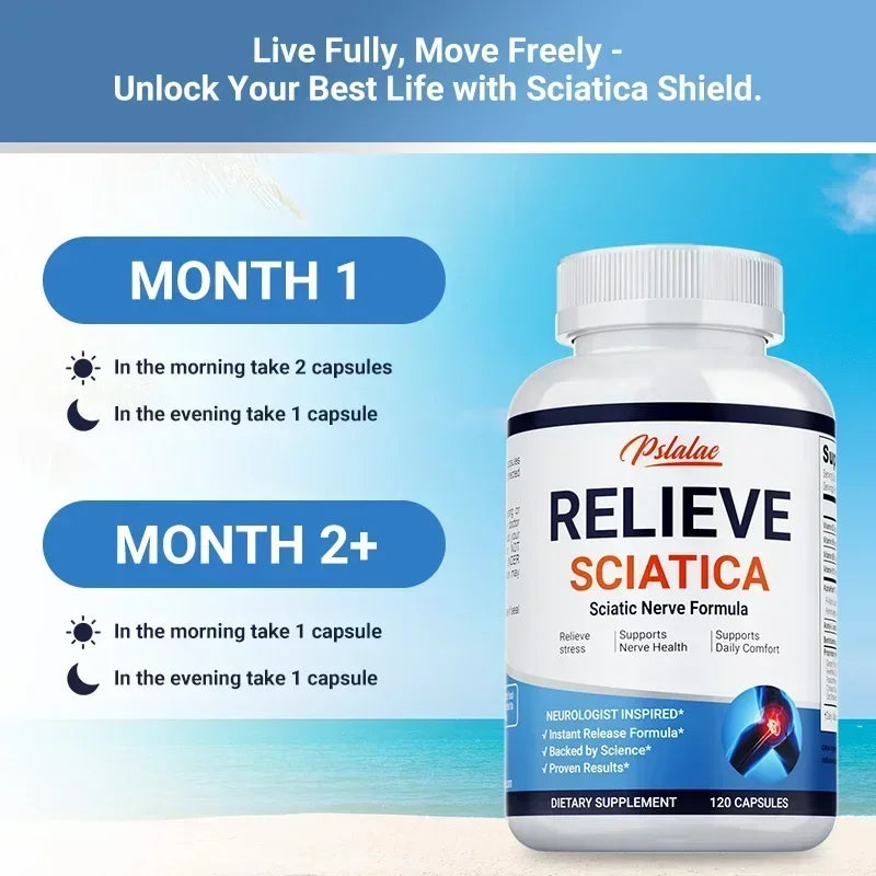 Relieve Sciatica Capsules - Reduce Joint Pai,Restore Mobility, Balance Inflammation,Support Nerve & Bone Health - 120 Capsules ﻿